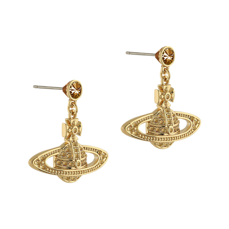 Vivienne Westwood Mini Bas Relief Drop Earrings, Gold Plated