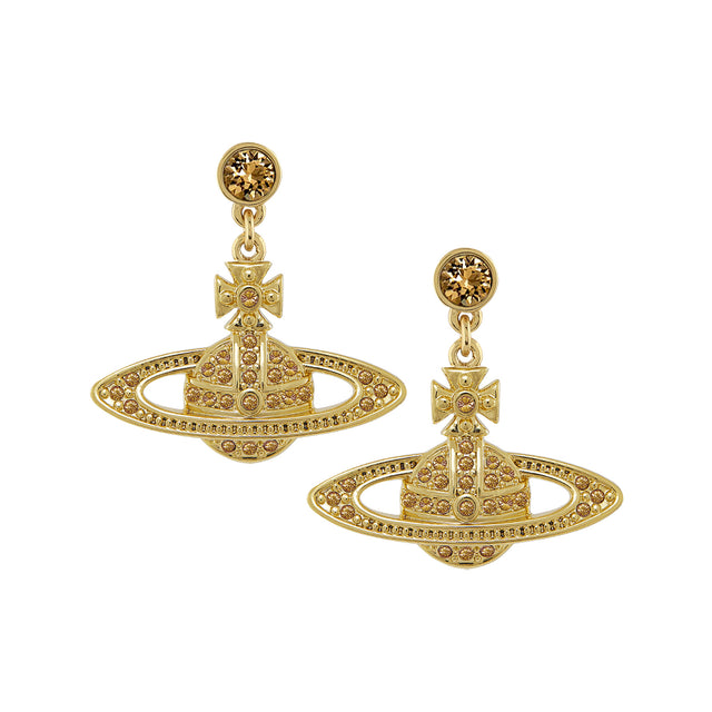 Vivienne Westwood Mini Bas Relief Drop Earrings, Gold Plated