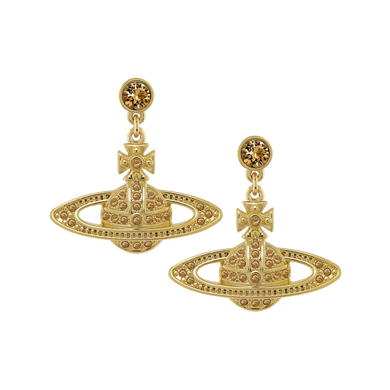 Vivienne Westwood Mini Bas Relief Drop Earrings, Gold Plated