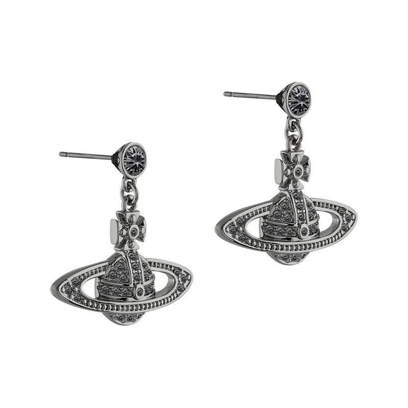 Vivienne Westwood Mini Bas Relief Drop Earrings, Ruthenium Plated