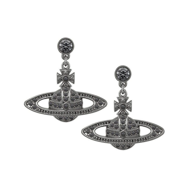 Vivienne Westwood Mini Bas Relief Drop Earrings, Ruthenium Plated