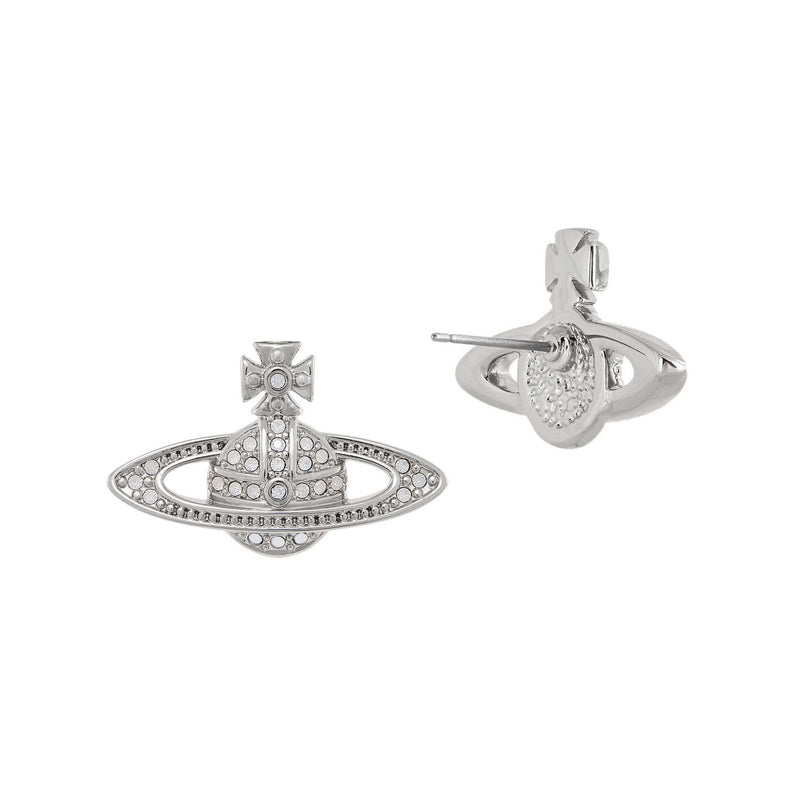 Vivienne Westwood Mini Bas Relief Silver Earrings, Platinum Plated