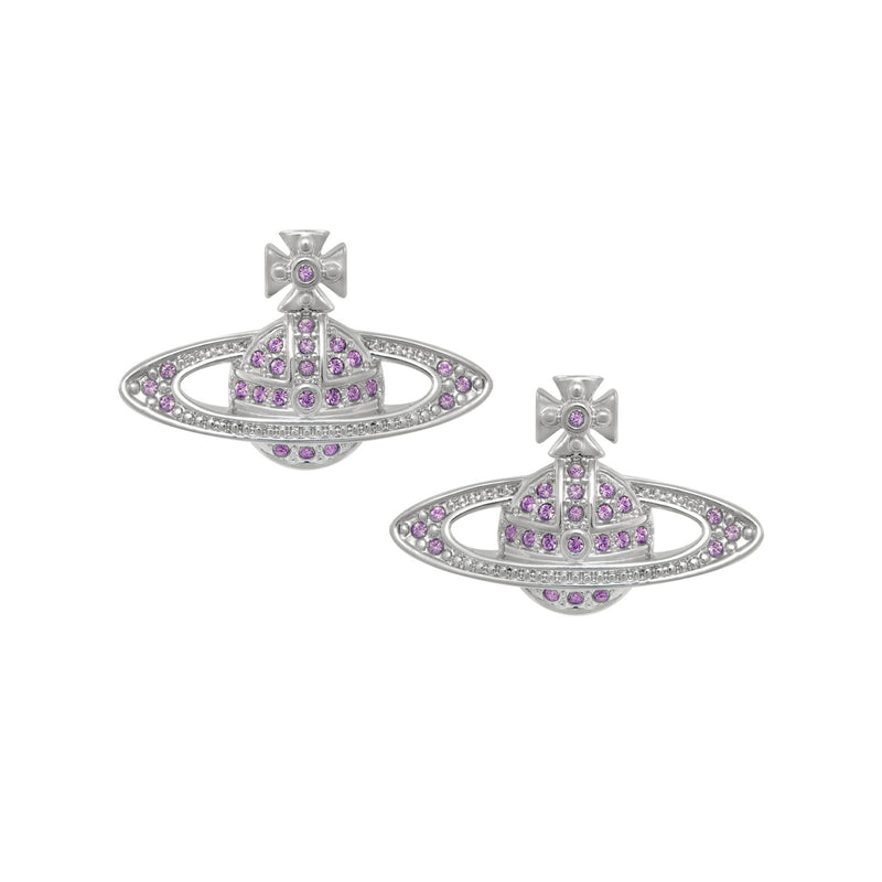 Vivienne Westwood Mmini Bas Relief Pink Earrings, Platinum Plated