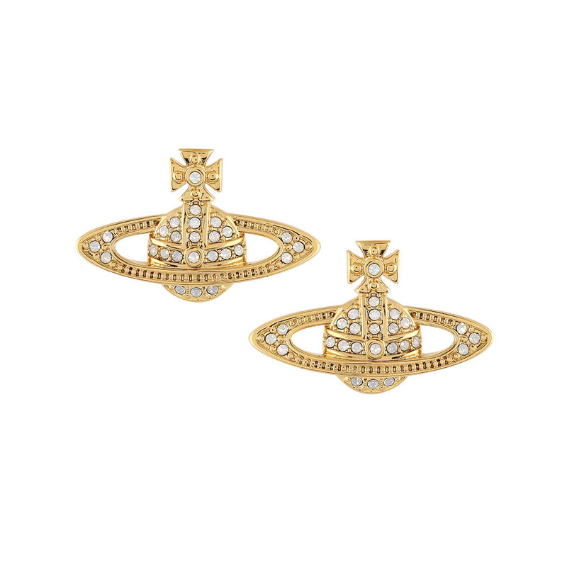 Vivienne Westwood Mini Bas Relief Gold Earrings, Gold Plated