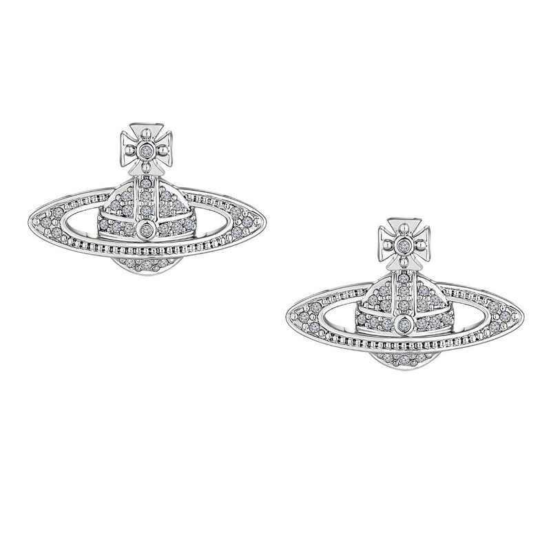 Vivienne Westwood Crystal Mini Bas Relief Earrings, Platinum Plated
