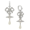 Vivienne Westwood Rigoberta Bow Pearl Earrings, Platinum Plated