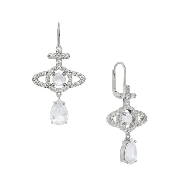 Vivienne Westwood Olympia CZ Drop Earrings, Platinum Plated