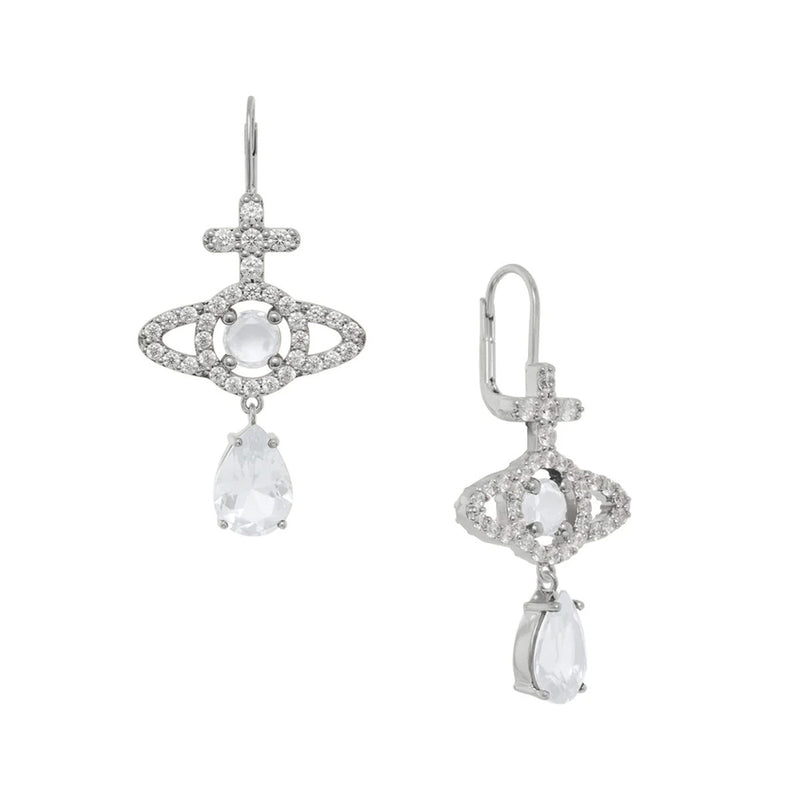 Vivienne Westwood Olympia CZ Drop Earrings, Platinum Plated