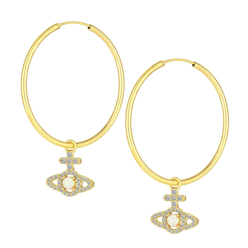 Vivienne Westwood Cream Olympia Hoop Earrings, Gold Plated