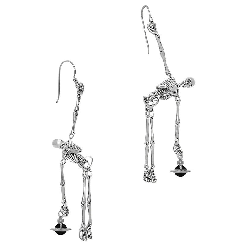 Vivienne Westwood Skeleton Silver Earrings, Platinum Plated