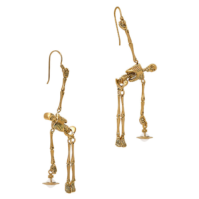 Vivienne Westwood Skeleton Earrings, Gold Plated