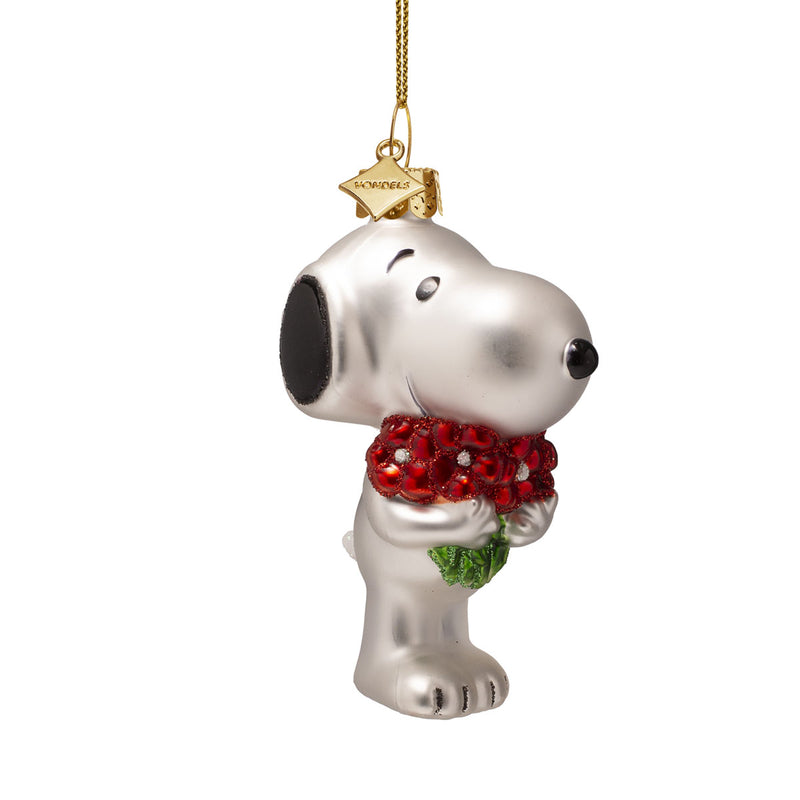 Vondels Snoopy with Flowers Christmas Hanging Decoration