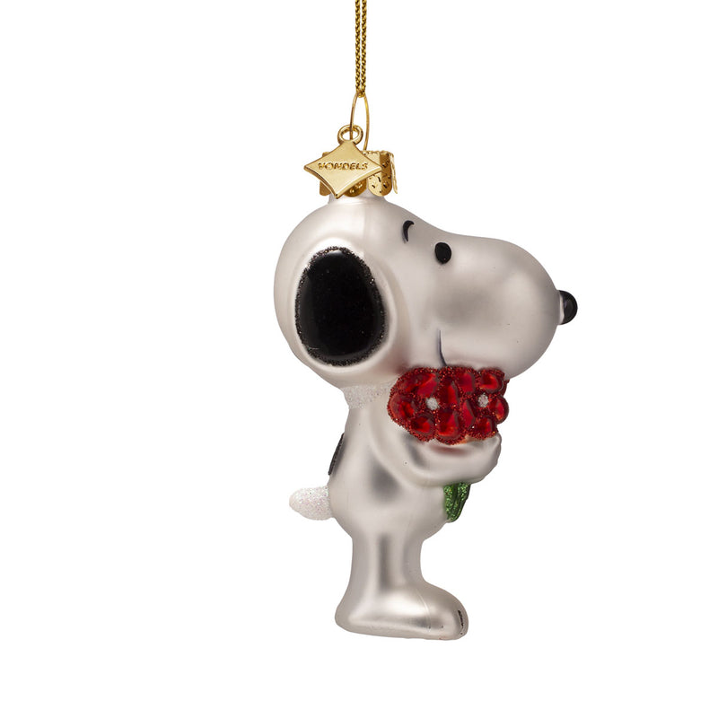Vondels Snoopy with Flowers Christmas Hanging Decoration