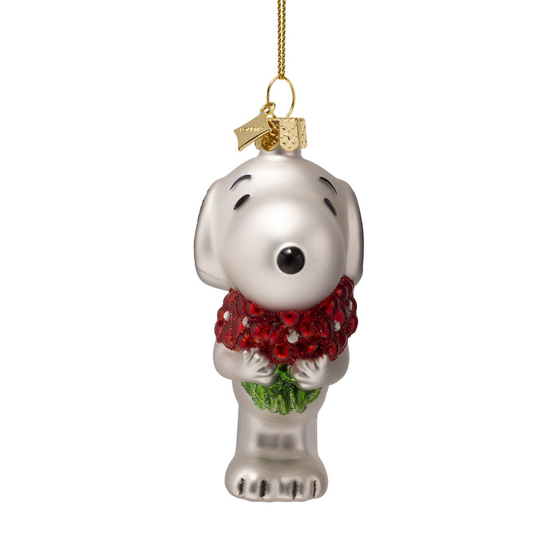 Vondels Snoopy with Flowers Christmas Hanging Decoration