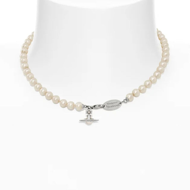 Vivienne Westwood Simonetta pearl necklace, Platinum Plated