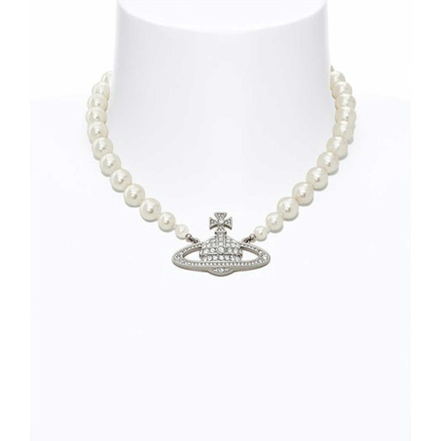 Vivienne Westwood One Row Pearl Bas Relief Choker, Platinum
