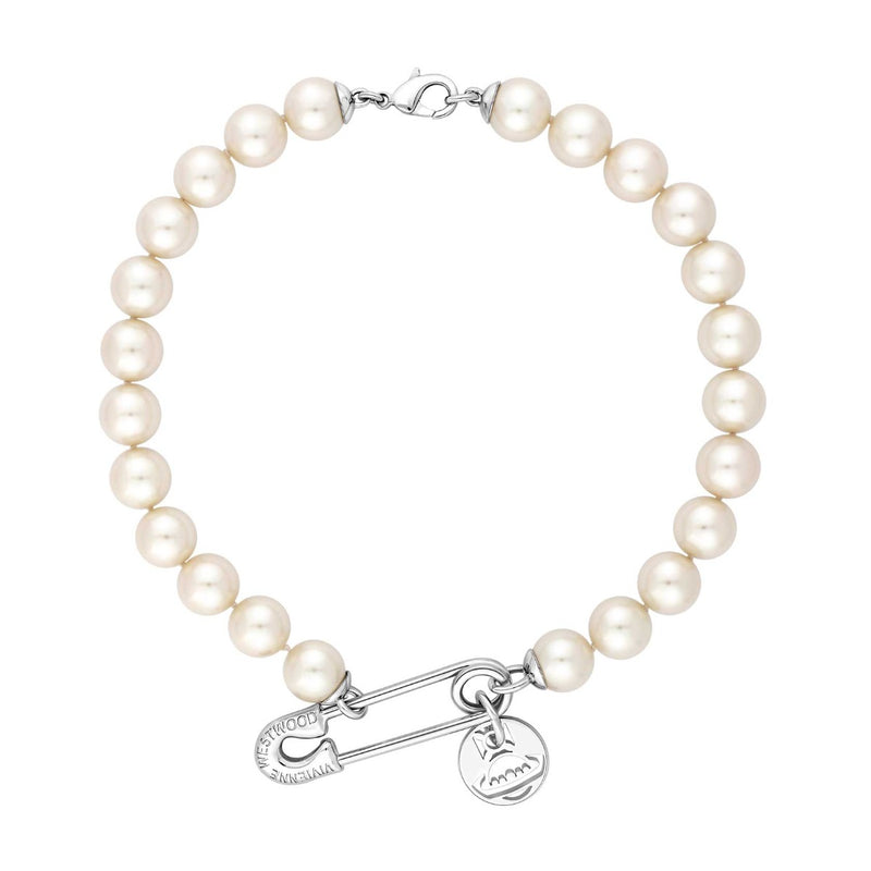 Vivienne Westwood Creamrose Pearl Imogene Necklace, Platinum Plated