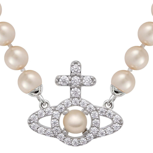 Vivienne Westwood Olympia Creamrose Pearl Necklace, Platinum Plated