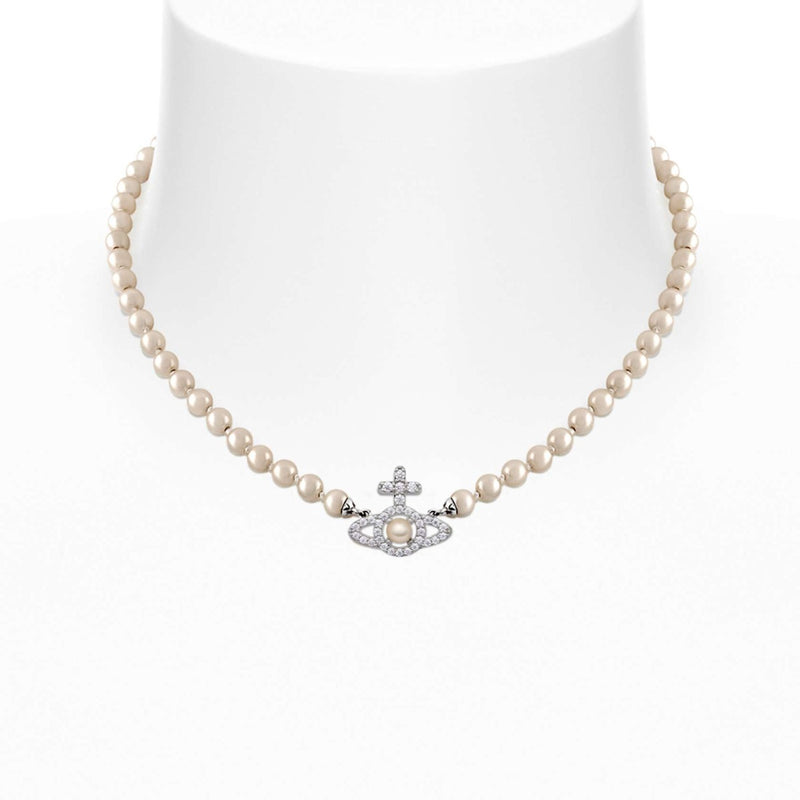 Vivienne Westwood Olympia Pearl Necklace, Platinum Plated
