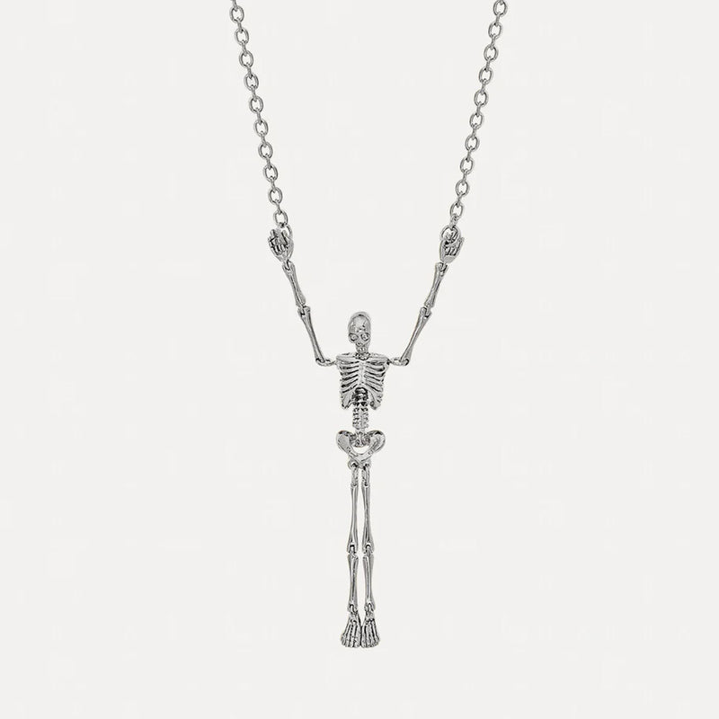 Vivienne Westwood Skeleton Silver Long Necklace, Platinum Plated