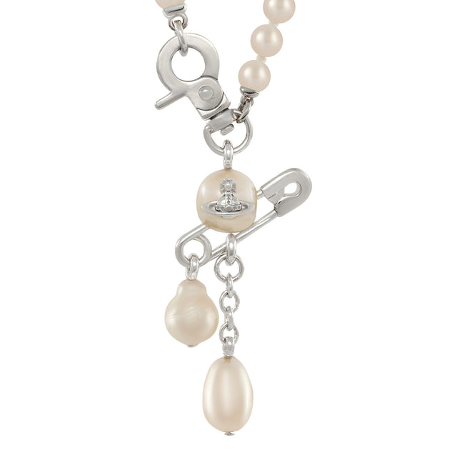 Vivienne Westwood Claude Small Pearl Necklace, Platinum Plated