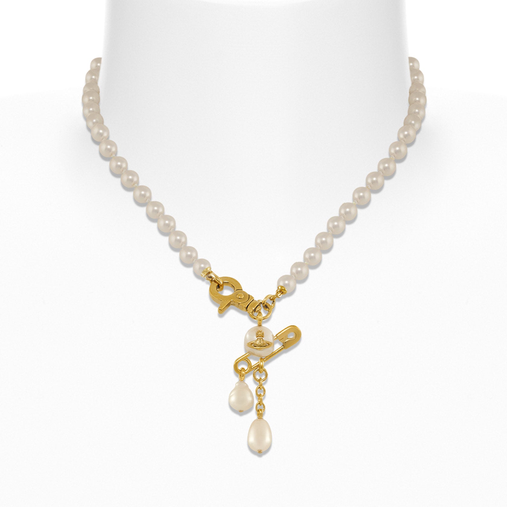 Vivienne Westwood Claude Small Pearl Necklace, Gold Plated – David