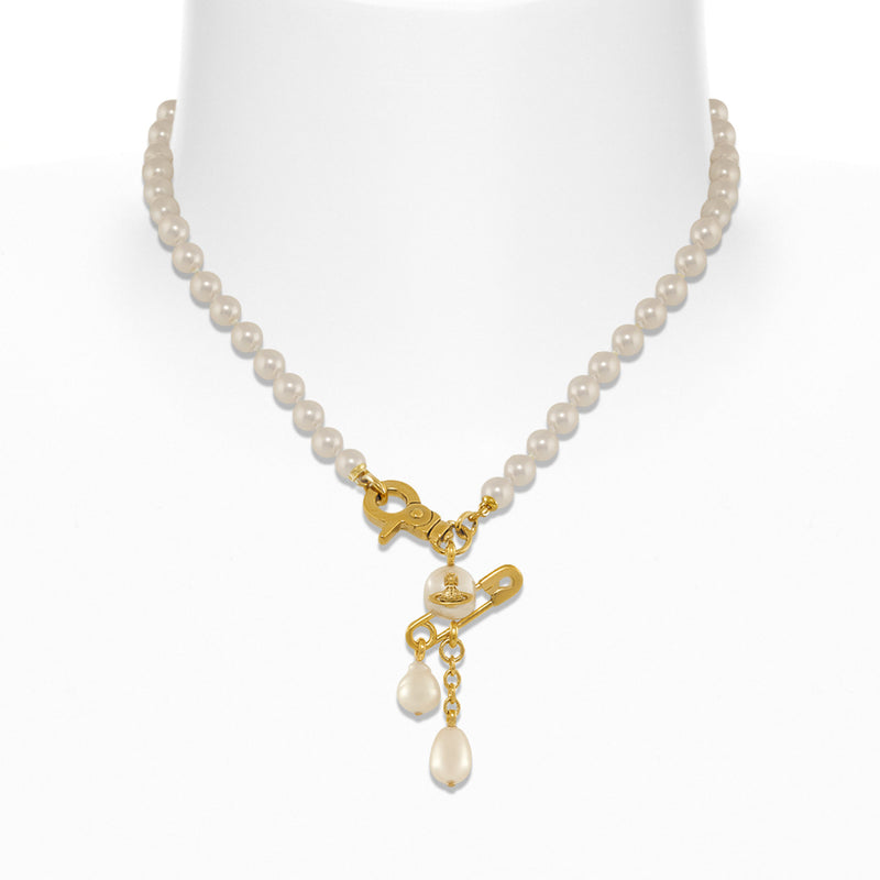 Vivienne Westwood Claude Small Pearl Necklace, Gold Plated