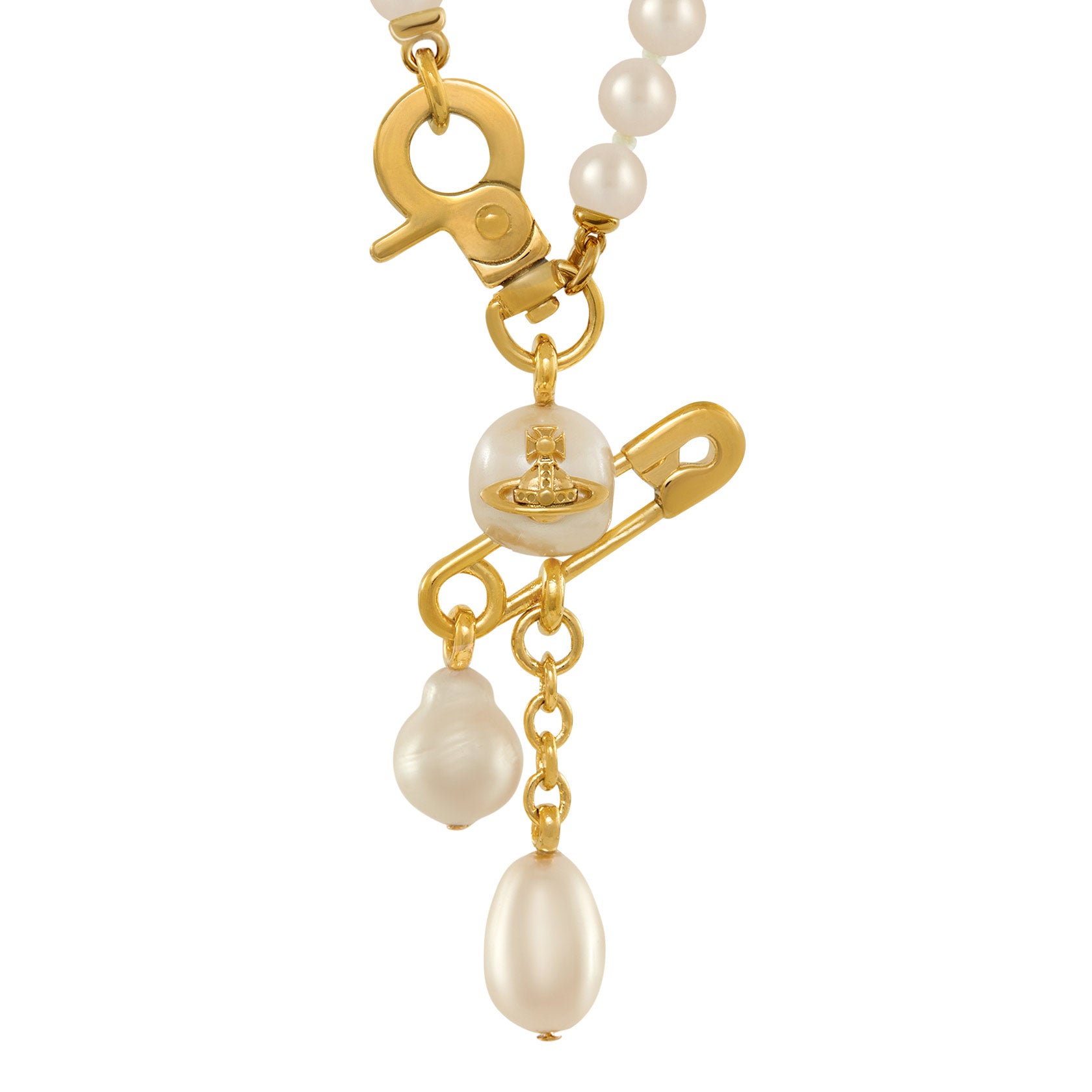 Vivienne Westwood Claude Small Pearl Necklace, Gold Plated – David