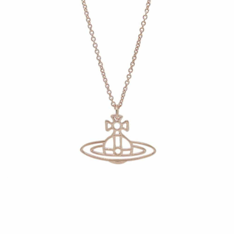 Vivienne Westwood Thin Lines Flat Orb Pendant, Rose Gold Plated