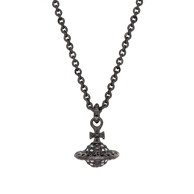 Vivienne Westwood Mayfair Small Orb Jet Hematite Crystal Pendant, Gunmetal Plated
