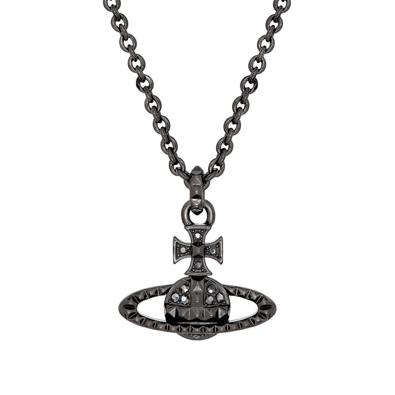 Vivienne Westwood Mayfair Bas Relief Jet Hematite Crystal Pendant, Gunmetal Plated