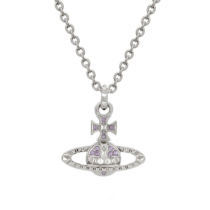 Vivienne Westwood Mayfair Bas Relief Violet Crystal Pendant, Rhodium Plated
