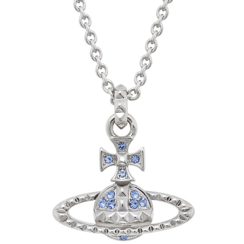Vivienne Westwood Mayfair Bas Relief Light Sapphire Crystal Pendant, Rhodium Plated