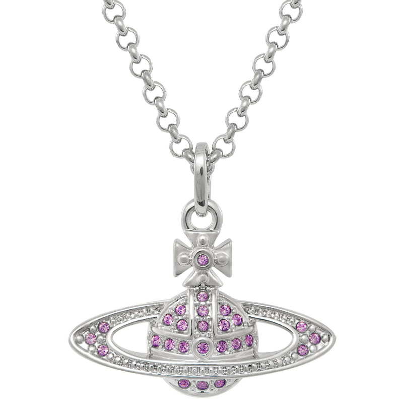 Vivienne Westwood Mini Bas Relief Vintage Rose Iris Pendant, Platinum Plated