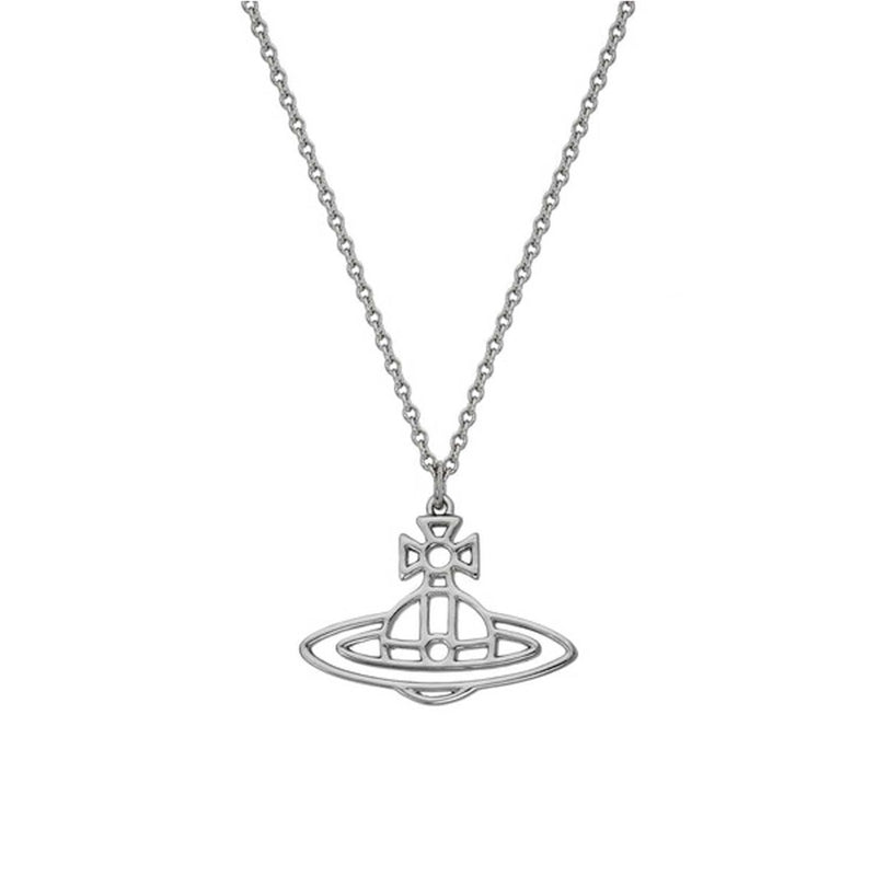 Vivienne Westwood Palladium Thin Lines Short Flat Orb Pendant
