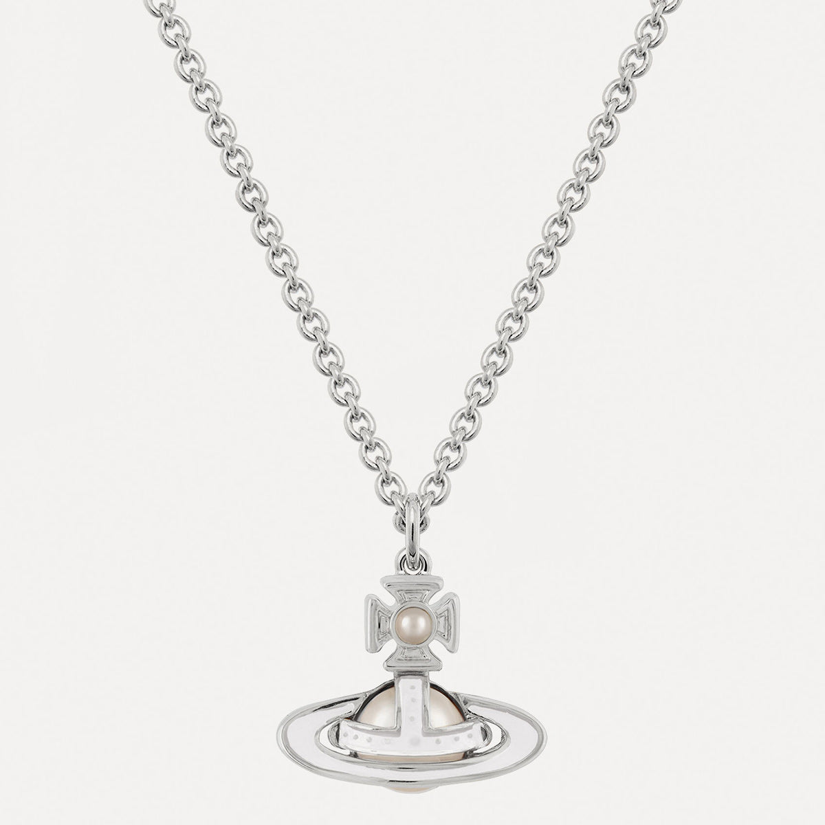 Vivienne Westwood Claude Small Pearl Necklace, Platinum Plated