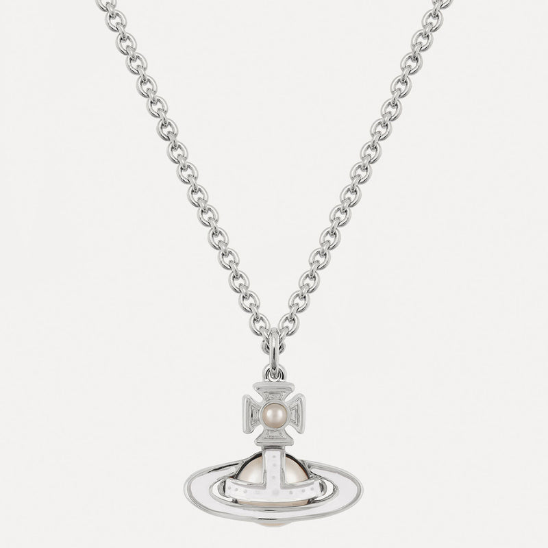 Vivienne Westwood Simonetta Bas Relief Silver Pearl Pendant, Platinum Plated