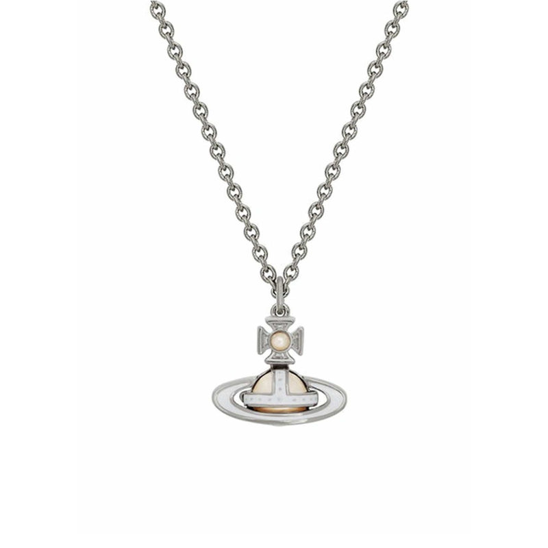 Vivienne Westwood Simonetta Bas Relief Creamrose Pearl White Pendant, Platinum Plated
