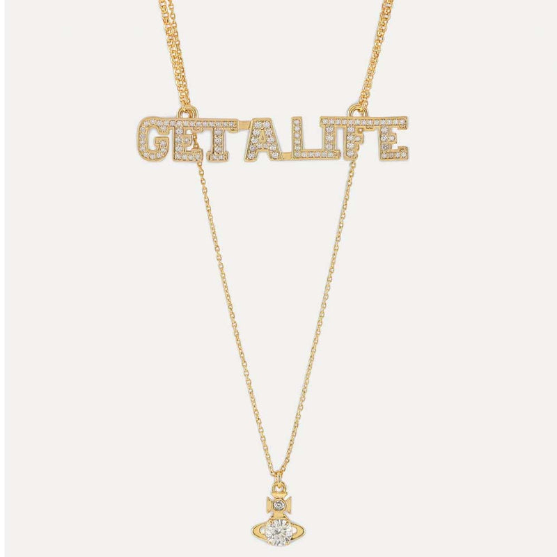 Vivienne Westwood Get A Life Pendant, Gold Plated