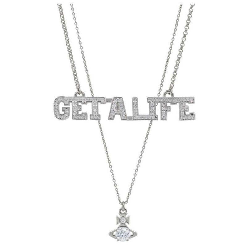 Vivienne Westwood Get A Life Pendant, Rhodium Plated