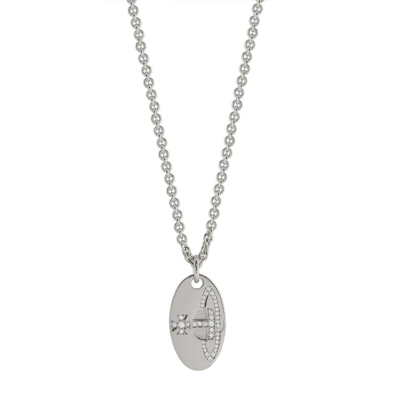 Vivienne Westwood Large Tag Pendant, Rhodium Plated
