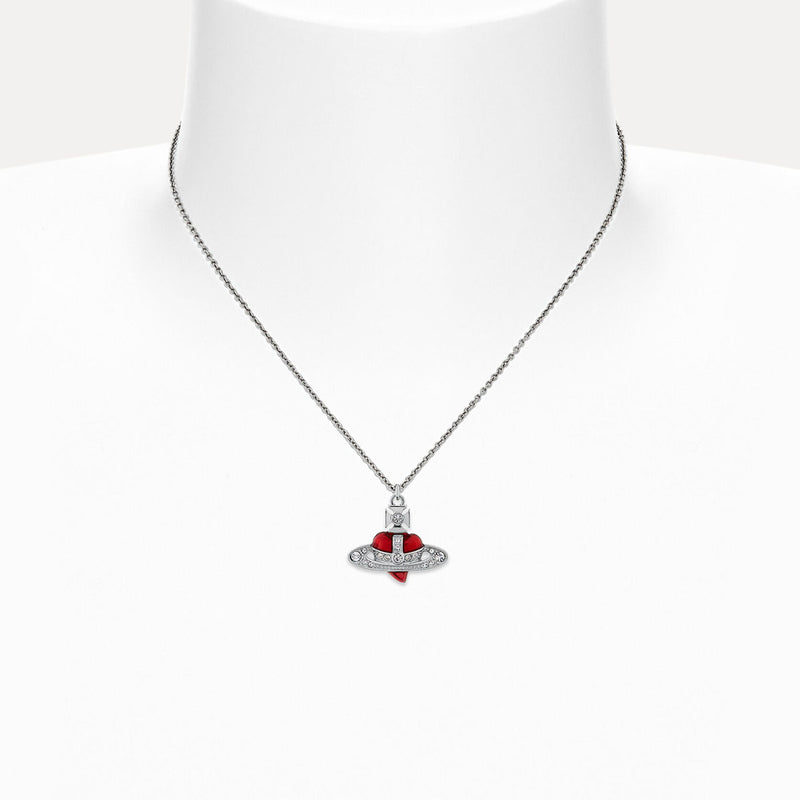 Vivienne Westwood New Diamante Heart Pendant Necklace, Silver Tone Plated