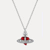 Vivienne Westwood New Diamante Heart Pendant Necklace, Silver Tone Plated