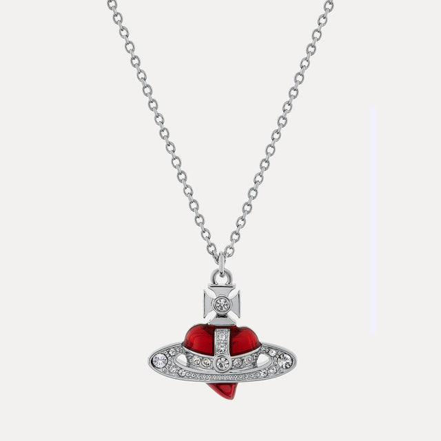 Vivienne Westwood New Diamante Heart Pendant Necklace, Silver Tone Plated
