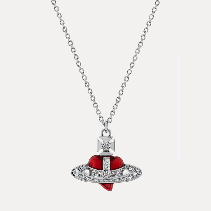 Vivienne Westwood New Diamante Heart Pendant Necklace, Silver Tone Plated