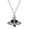 Vivienne Westwood Diamante Black Heart Pendant, Platinum Plated