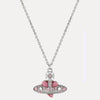 Vivienne Westwood New Diamante Heart Pendant Vintage Rose Necklace, Silver Tone Plated