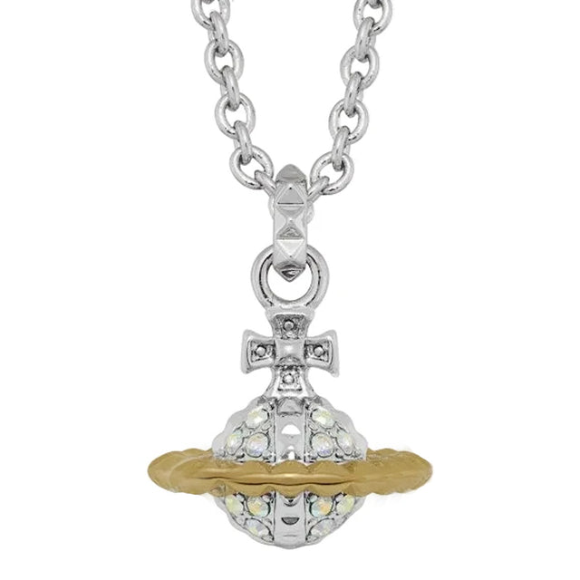 Gold and silver-tone orb pendant on a link chain