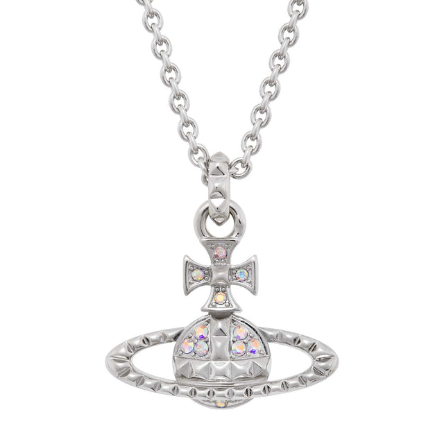 Vivienne Westwood Mayfair Bas Relief Aurore Boreal Crystals Pendant, Rhodium Plated