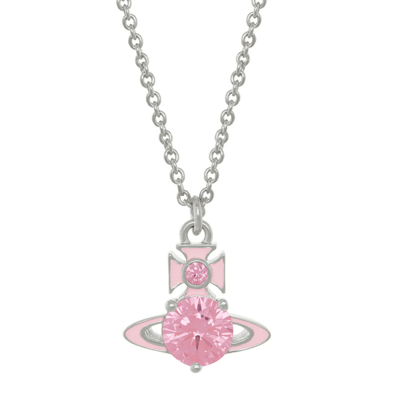 Vivienne Westwood Millie Silver / Pink Pendant, Platinum Plated